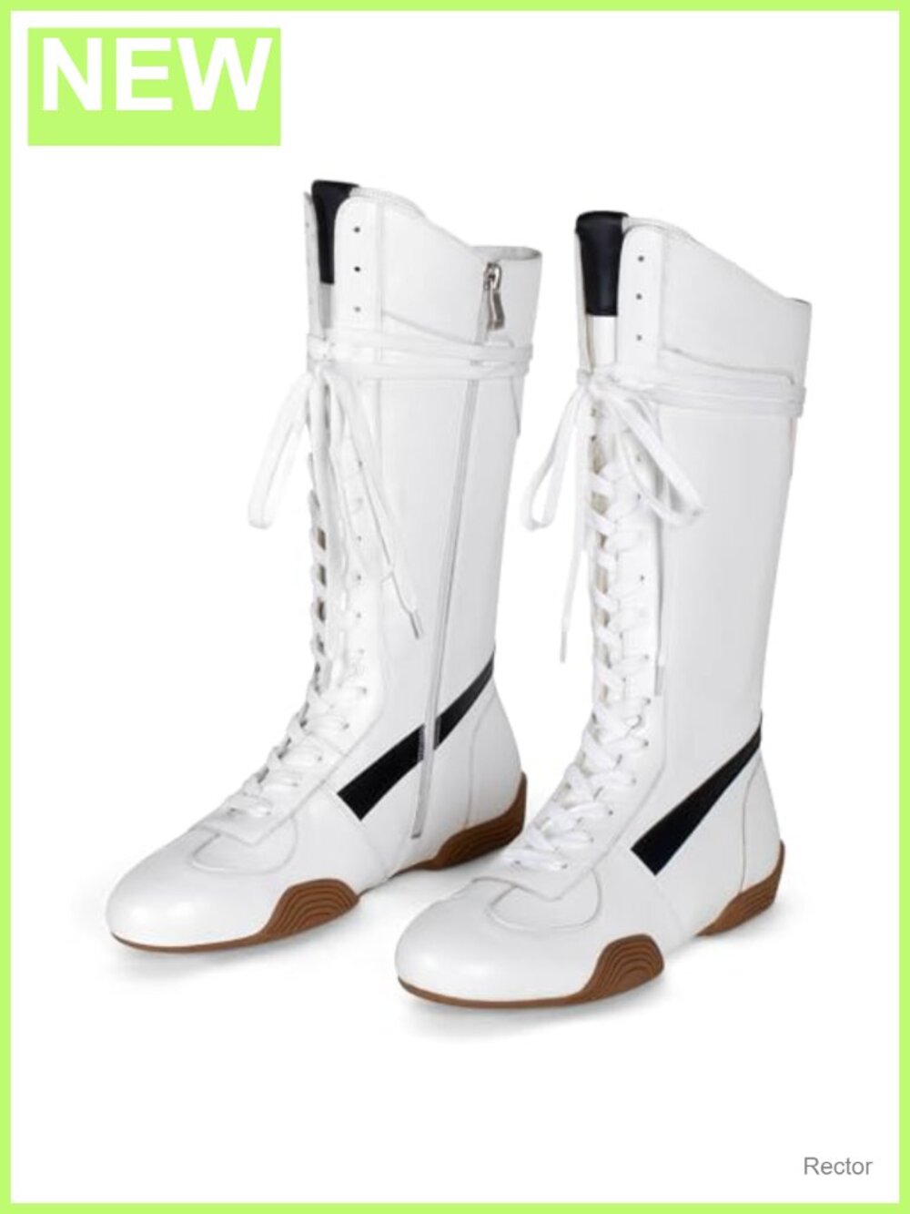 Women's Suede Lace Up Tall Boxing Boots Knee High Retro Streetwear Sneakers